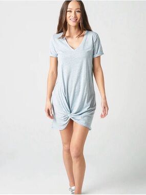 Z Supply Sandwashed Blue Side Knot V-Neck Dress